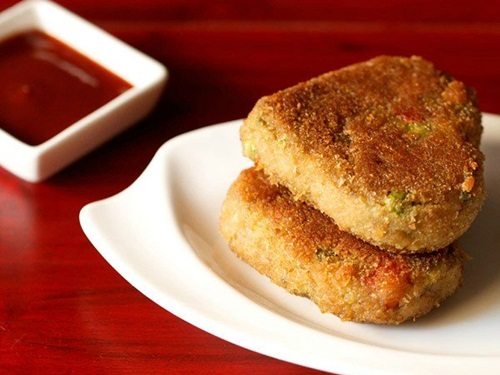 vegetable cutlet on a plate.