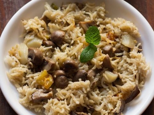 Mushroom Biryani Recipe - Swasthi's Recipes