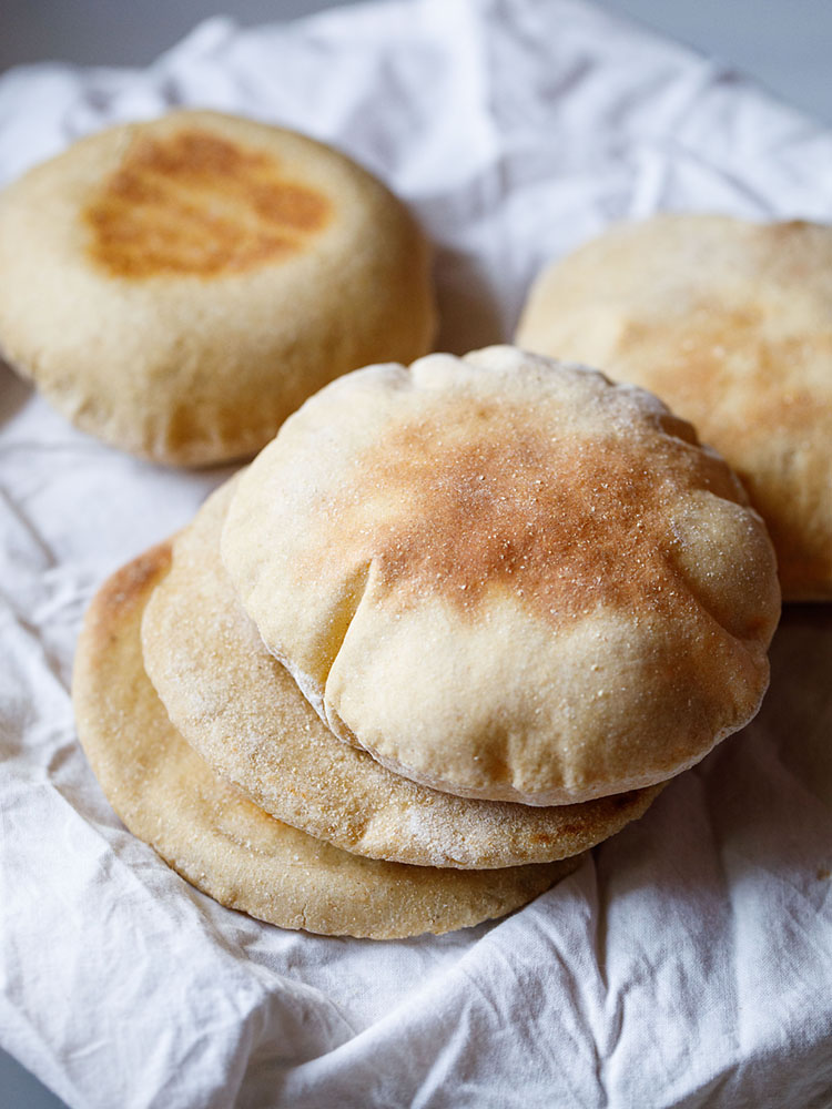 Pita Bread | Whole Wheat Pita Bread (Oven & Stovetop Method)