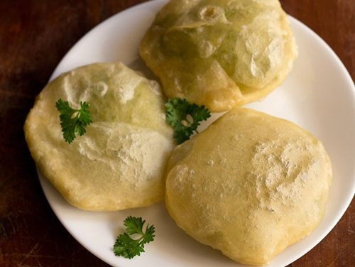 bengali matar kachori on a plate.