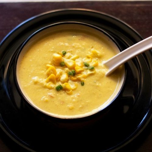 creamy corn vegetable soup recipe, sweet corn soup recipe with veggies