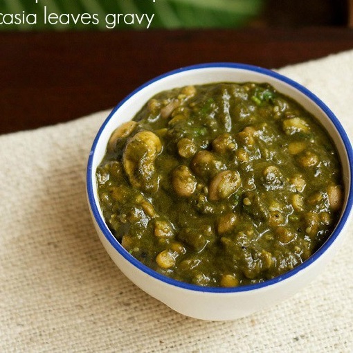 Colocasia Leaves Recipe Alu Chi Bhaji