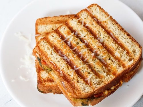 paneer sandwich on a plate.