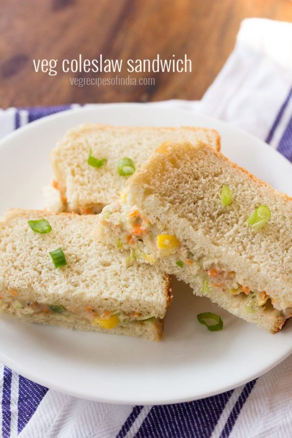 Veg Coleslaw Sandwich Easy And Quick Coleslaw Sandwich With Veggies