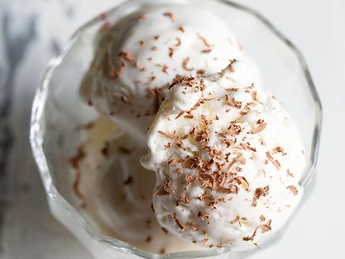 vanilla ice cream in a bowl.