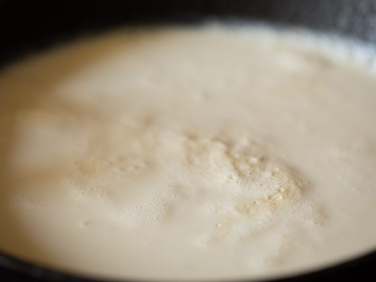 milk coming to a boil. 