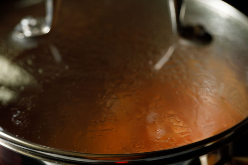 glass lid added to the pot