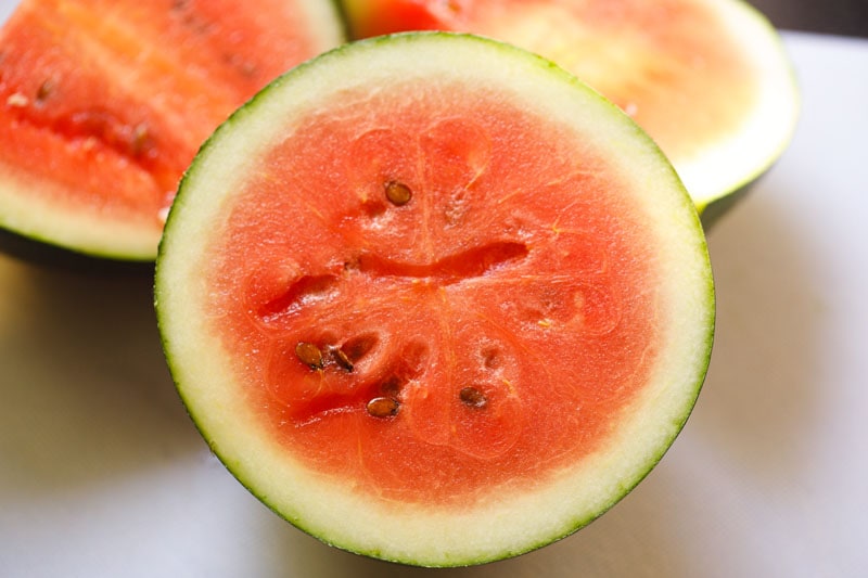 watermelon cut in half horizontally