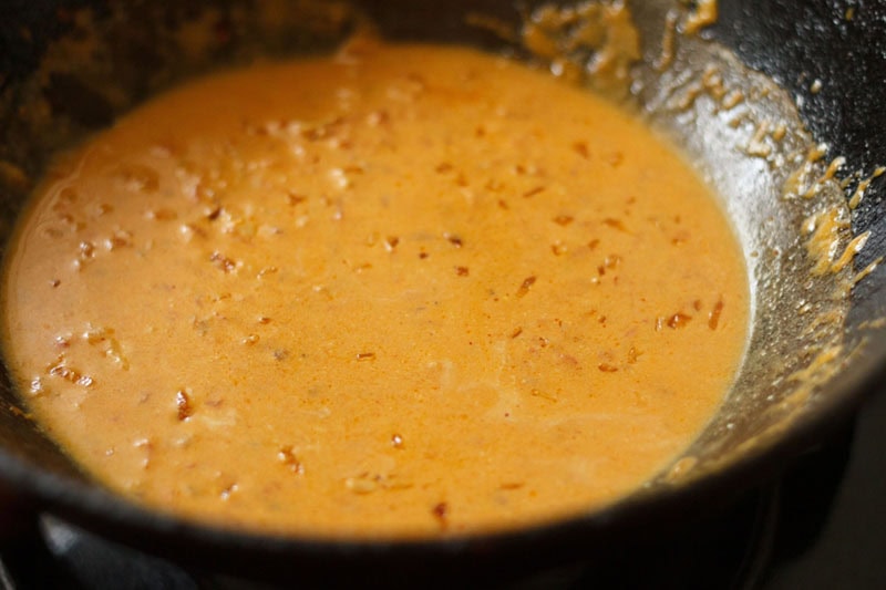 water added to onion-tomato masala to make gravy for the vegetables.