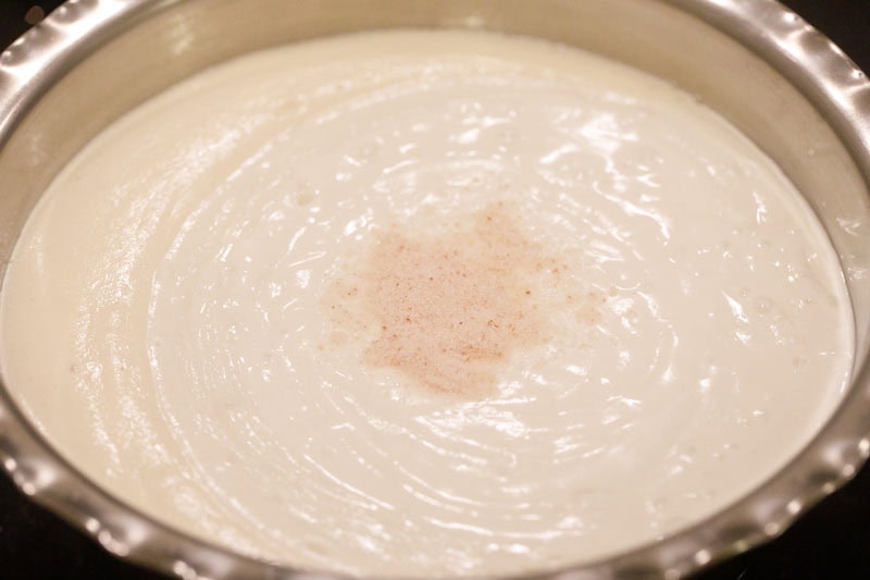 rock salt on top of batter in bowl.