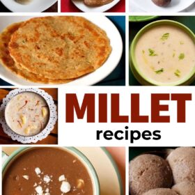 collage of various millet recipes with text layovers.