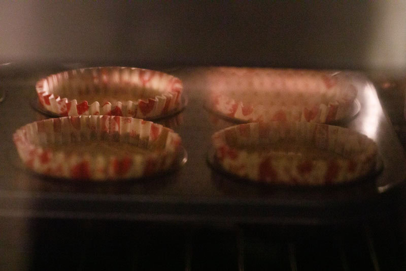 eggless cupcakes being baked in the oven.