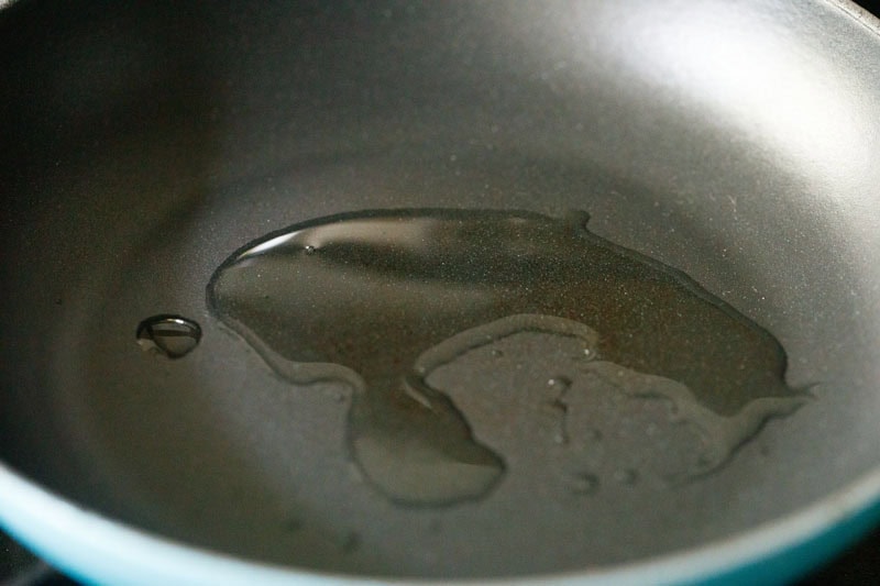 sesame oil in a cast iron skillet.