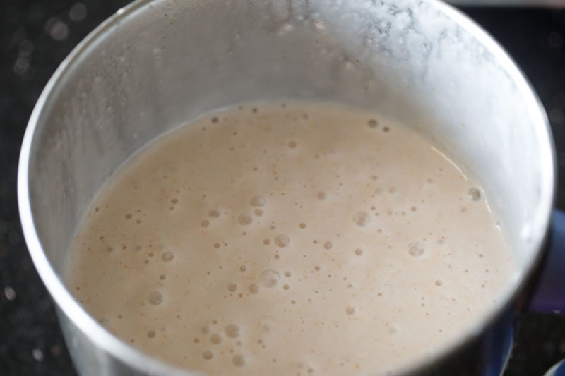 pureed tender coconut with sugar and coconut water.