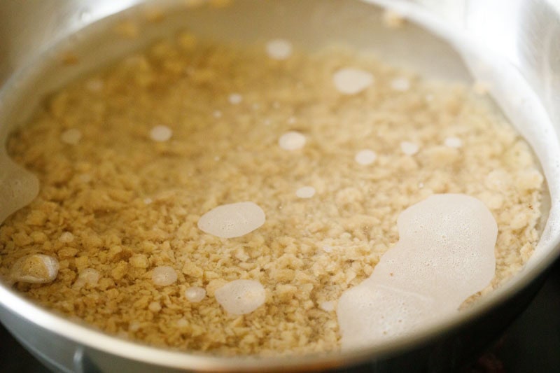 soya granules in water.