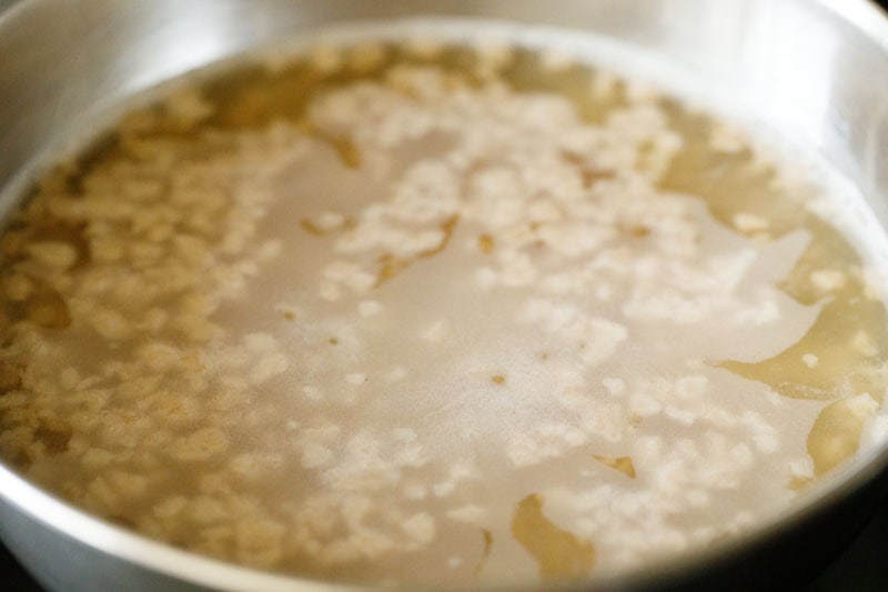 soya granules cooking in water.