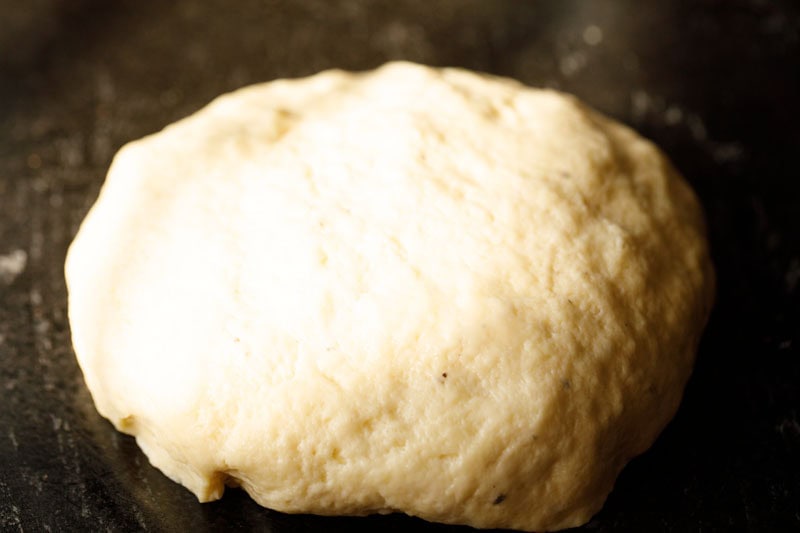 neat shirmal dough formed in bowl.