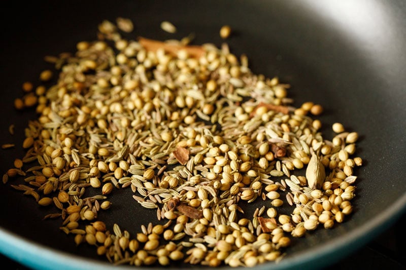 spiced being toasted or roasted in the skillet.