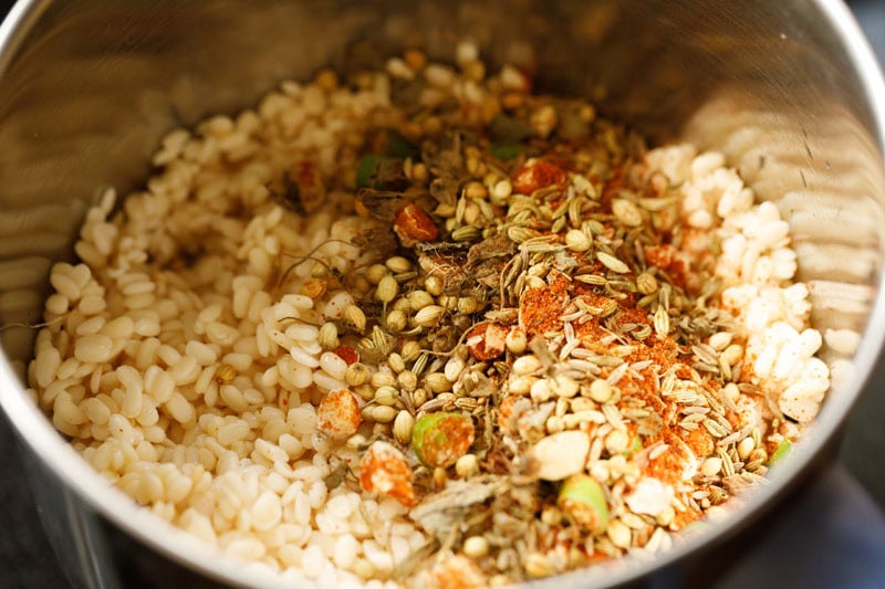 soaked urad dal and roasted spices, herbs in a blender.