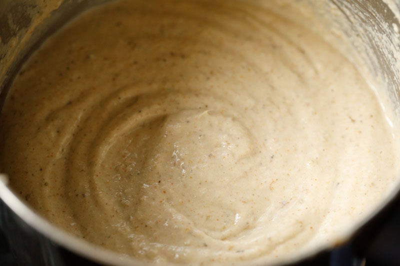 ingredients ground to a fine or semi-fine paste in a grinder jar. 